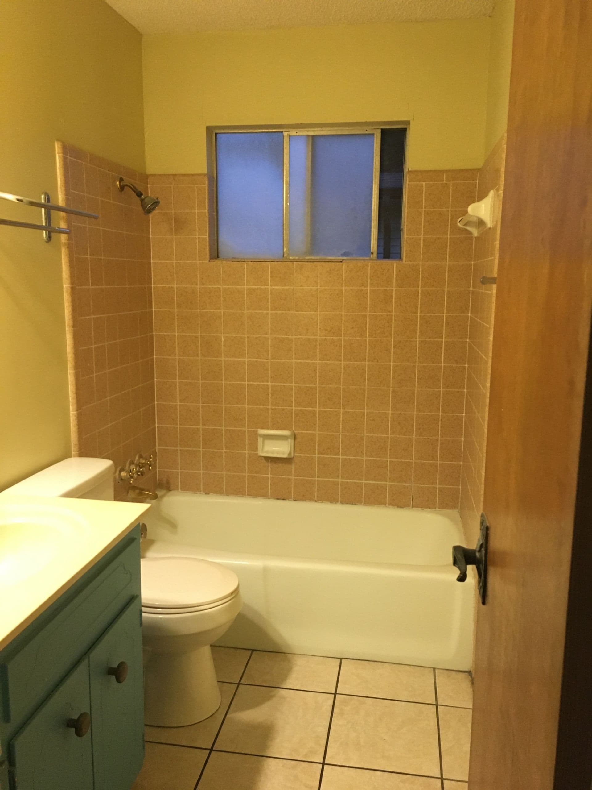 A bathroom before a one day bathroom transformation by Kurtis Kitchen and Bath.