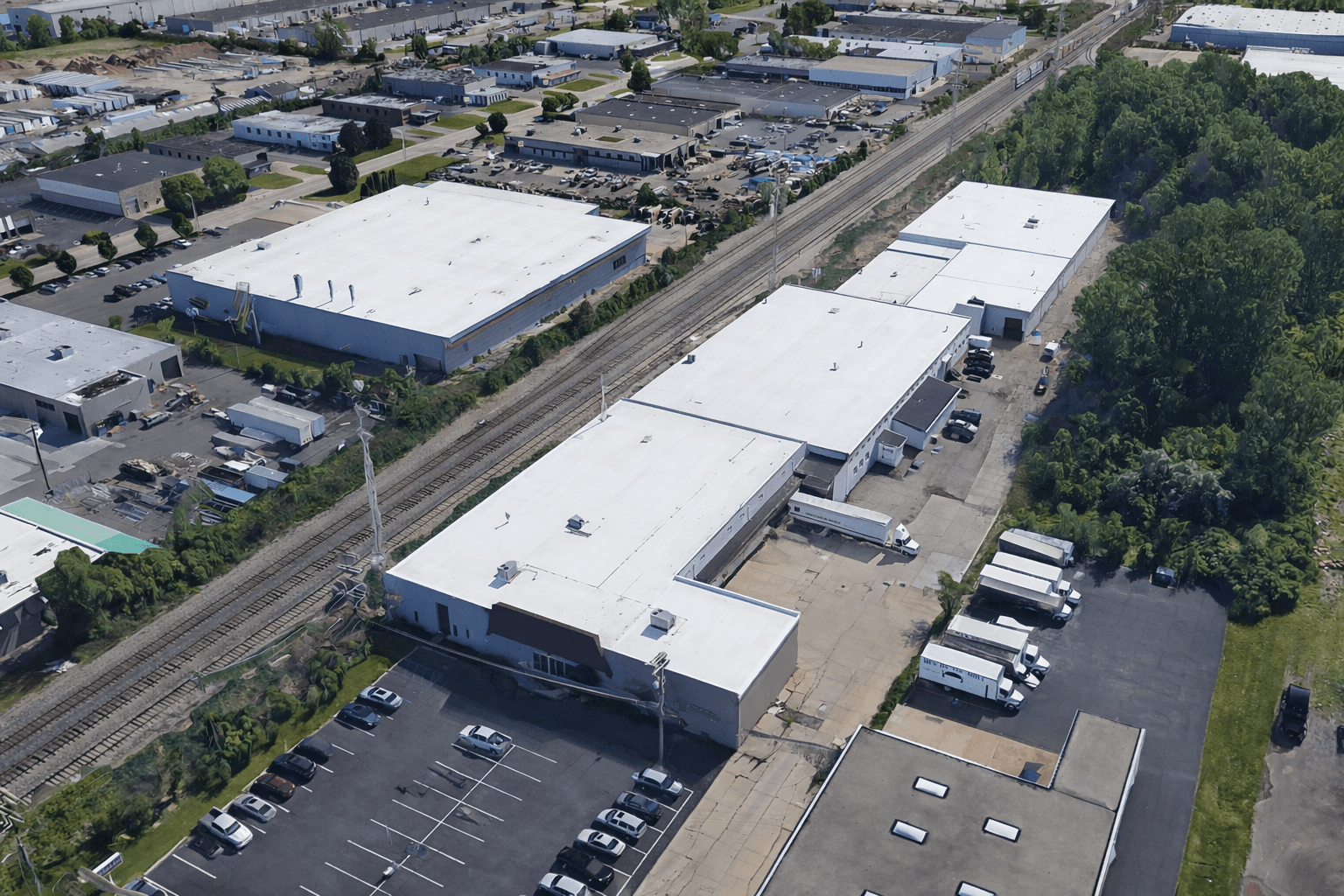 An aerial view of the Kurtis Kitchen & Bath building.
