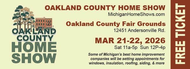 A graphic advertising the Oakland County Home Show.